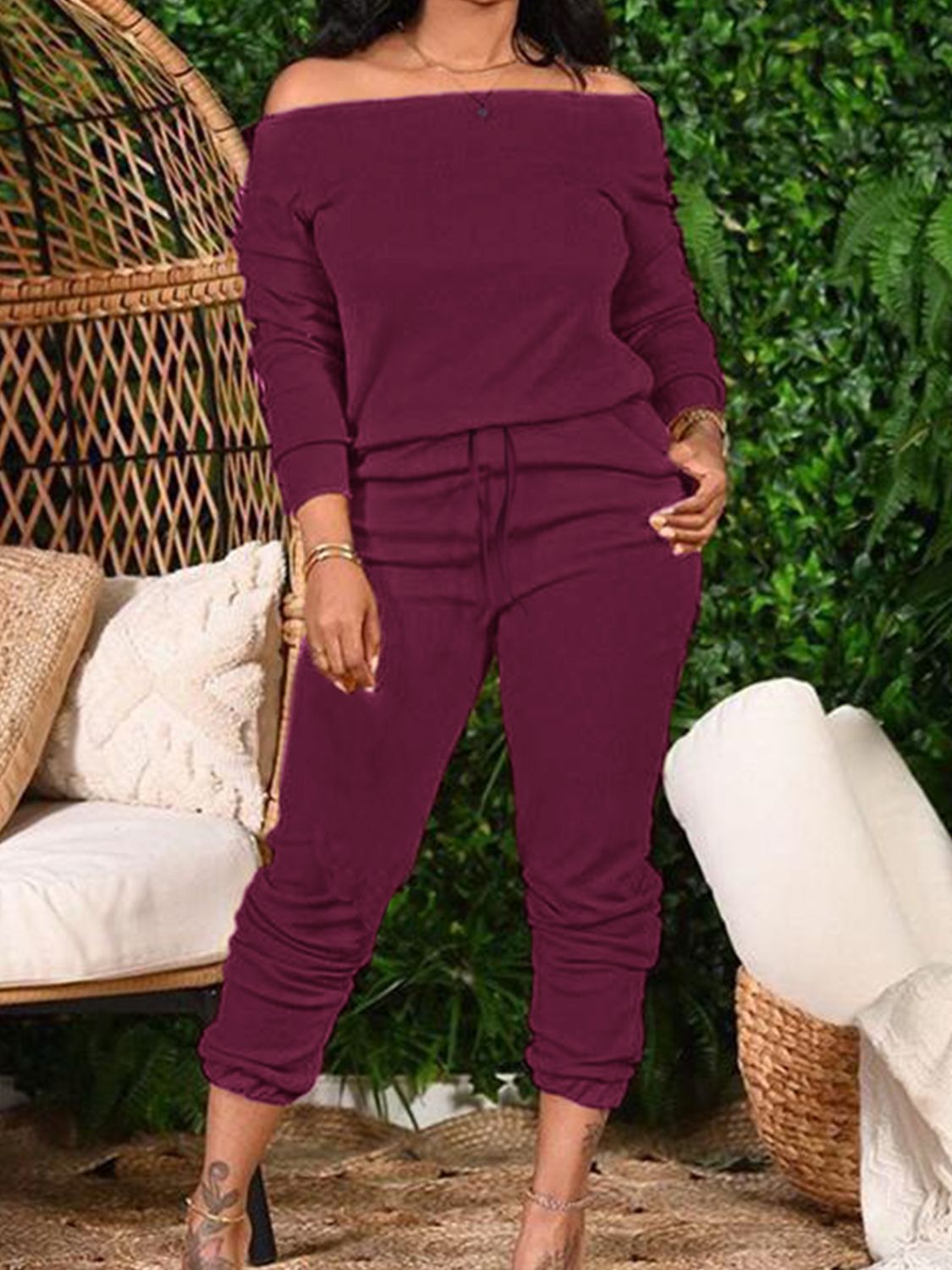 Off-Shoulder Top and Pants Set - LoveNest Treasures