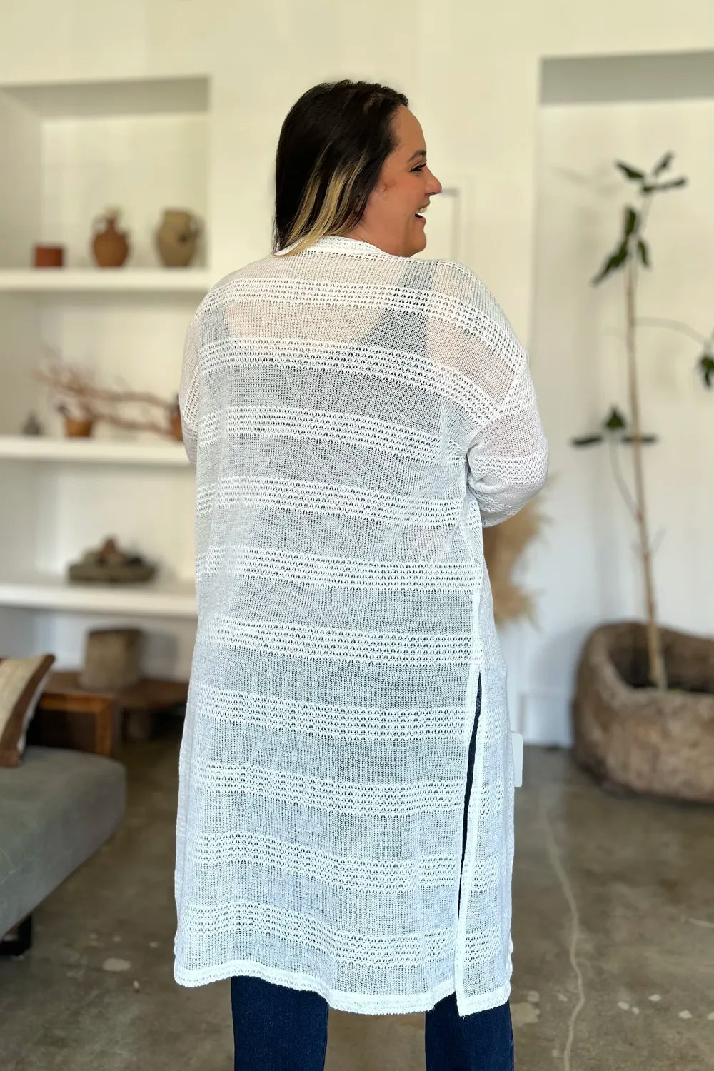 Double Take Full Size Open Front Longline Cardigan - LoveNest Treasures