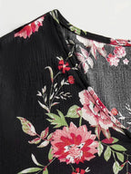 Plus Size Floral Flare Sleeve Dress - LoveNest Treasures