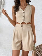 V-Neck Vest and Shorts Set - LoveNest Treasures