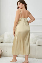 Plus Size Tie-Shoulder Midi Night Dress - LoveNest Treasures