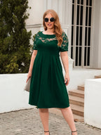 Plus Size Ruched Round Neck Short Sleeve Dress - LoveNest Treasures