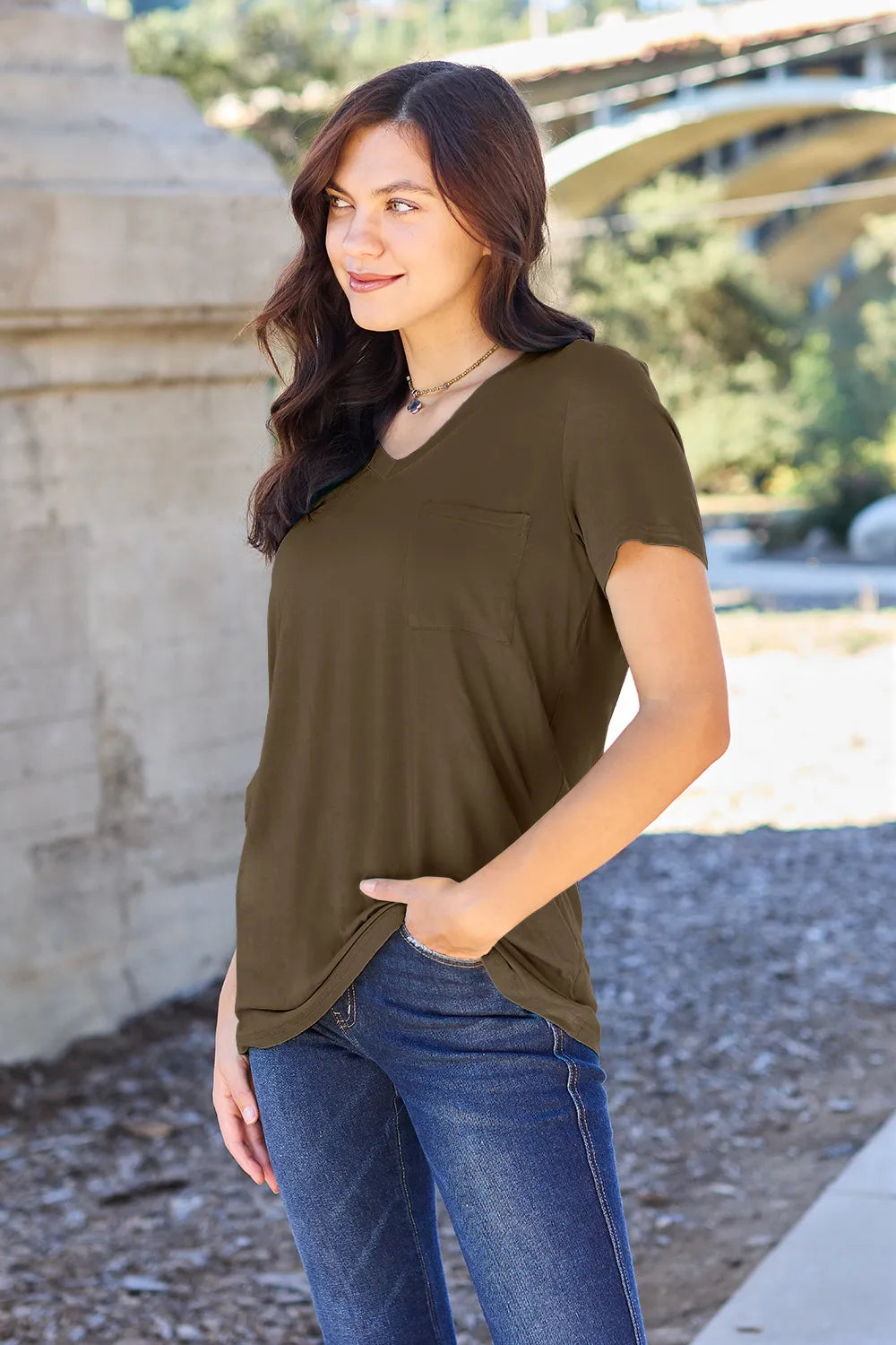 Basic Bae Full Size V-Neck Short Sleeve T-Shirt - LoveNest Treasures