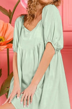 BiBi Washed Linen Tiered Midi Dress with Puff Sleeves - LoveNest Treasures