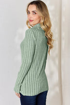 Basic Bae Full Size Ribbed Mock Neck Long Sleeve T-Shirt - LoveNest Treasures