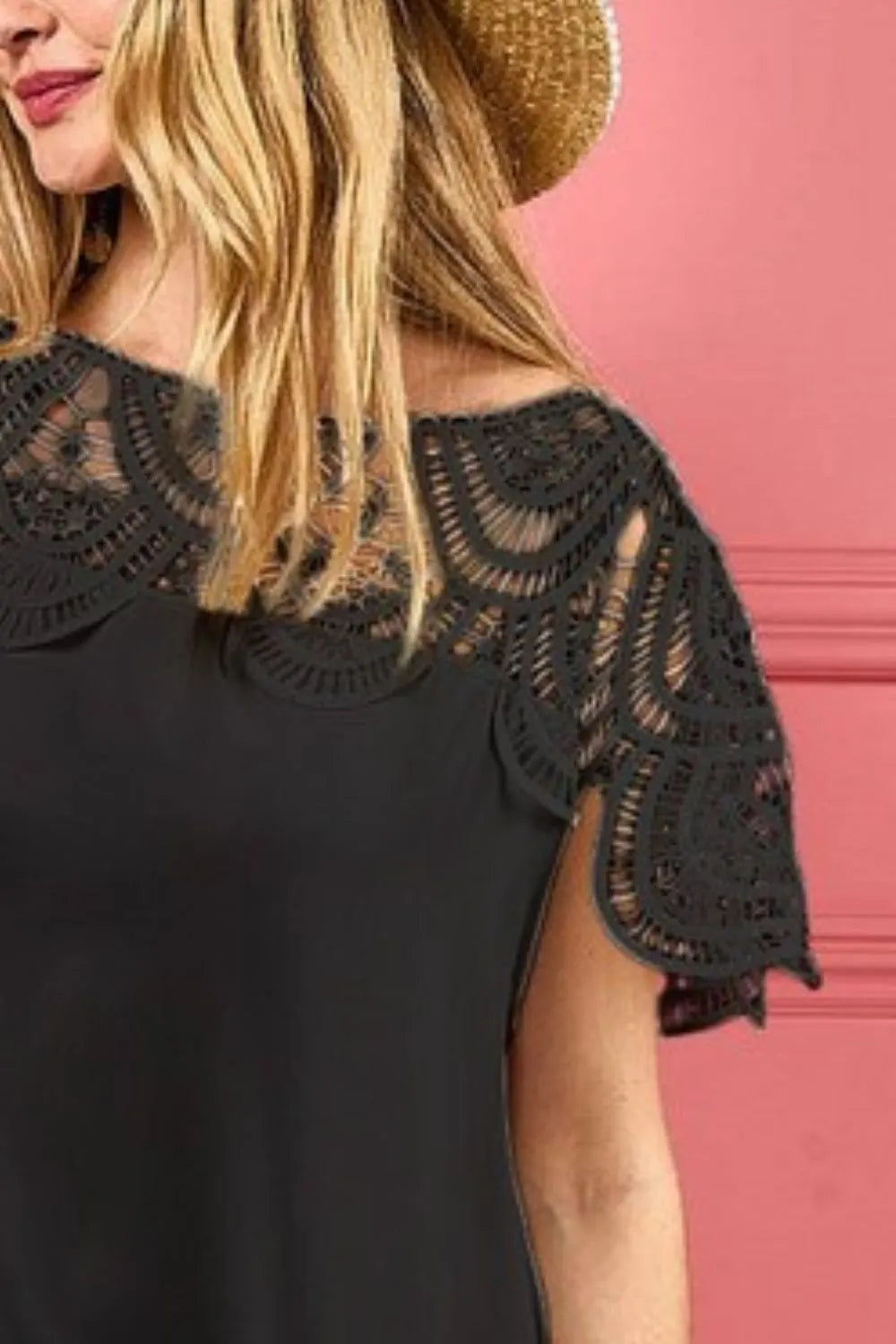 BiBi Crochet Lace Yoke Detailed Wrinkled Dress - LoveNest Treasures