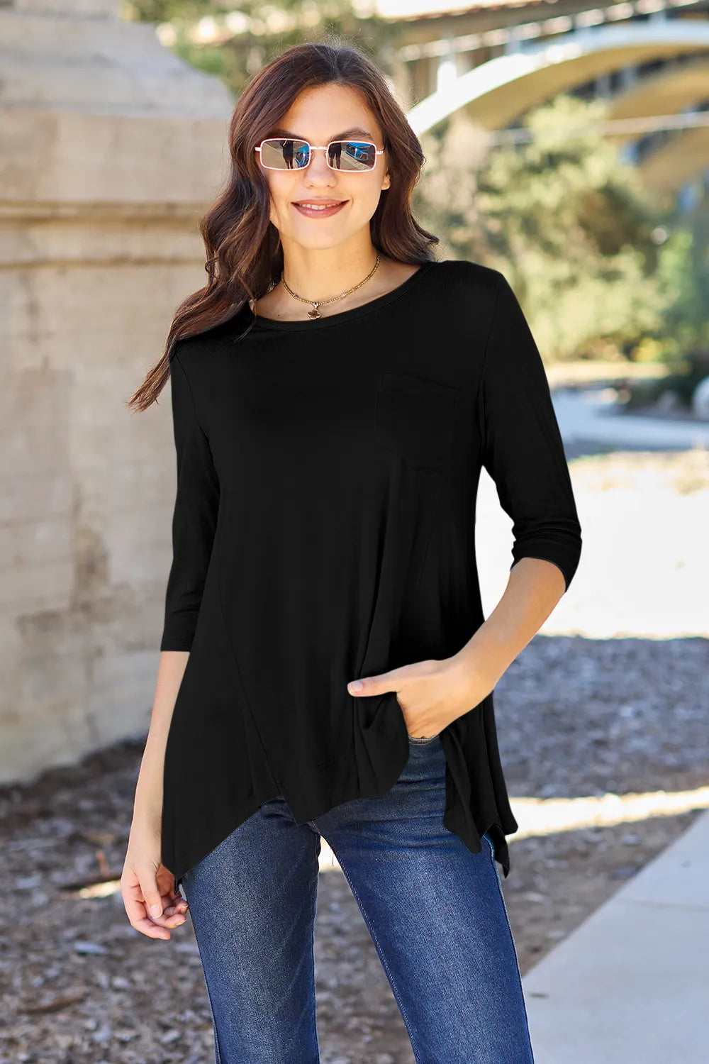 Basic Bae Full Size Round Neck Pocketed T-Shirt - LoveNest Treasures
