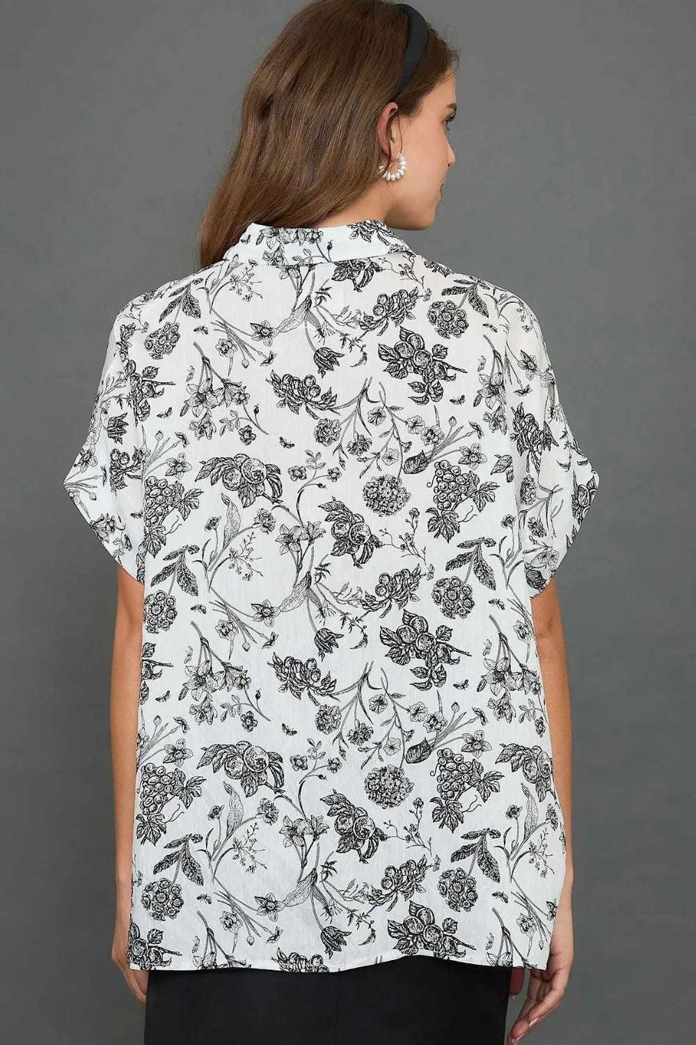 Umgee Full Size Two Tone Floral Print Top Plus Size - LoveNest Treasures