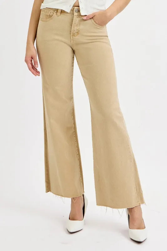RISEN Full Size Raw Hem Wide Leg Jeans Plus Size - LoveNest Treasures
