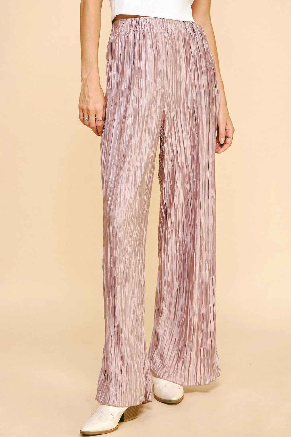 Davi & Dani Geo-pleated Elastic Waistband Pants - LoveNest Treasures