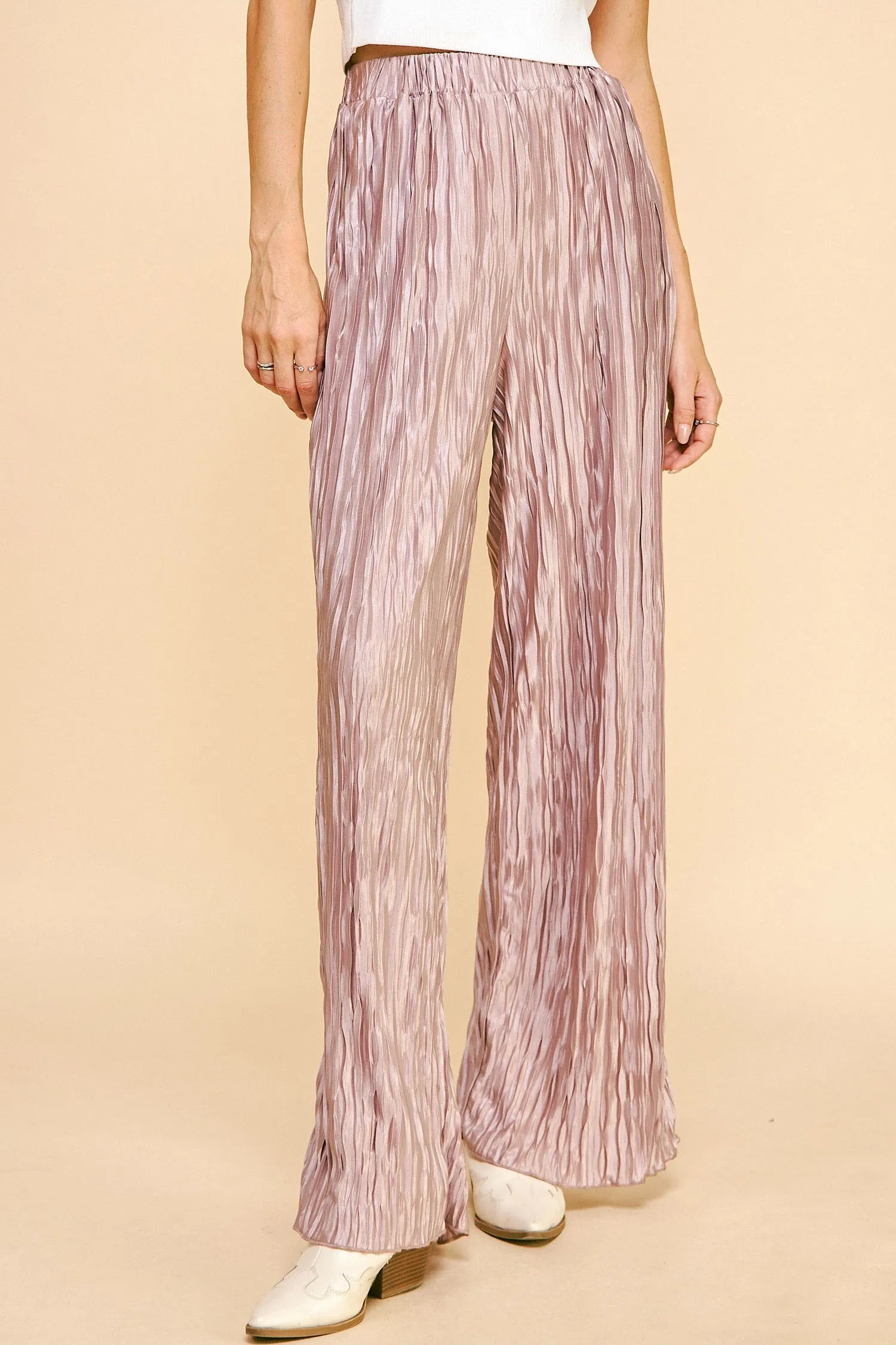 Davi & Dani Geo-pleated Elastic Waistband Pants - LoveNest Treasures