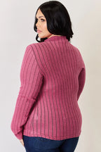 Basic Bae Full Size Ribbed Mock Neck Long Sleeve T-Shirt - LoveNest Treasures