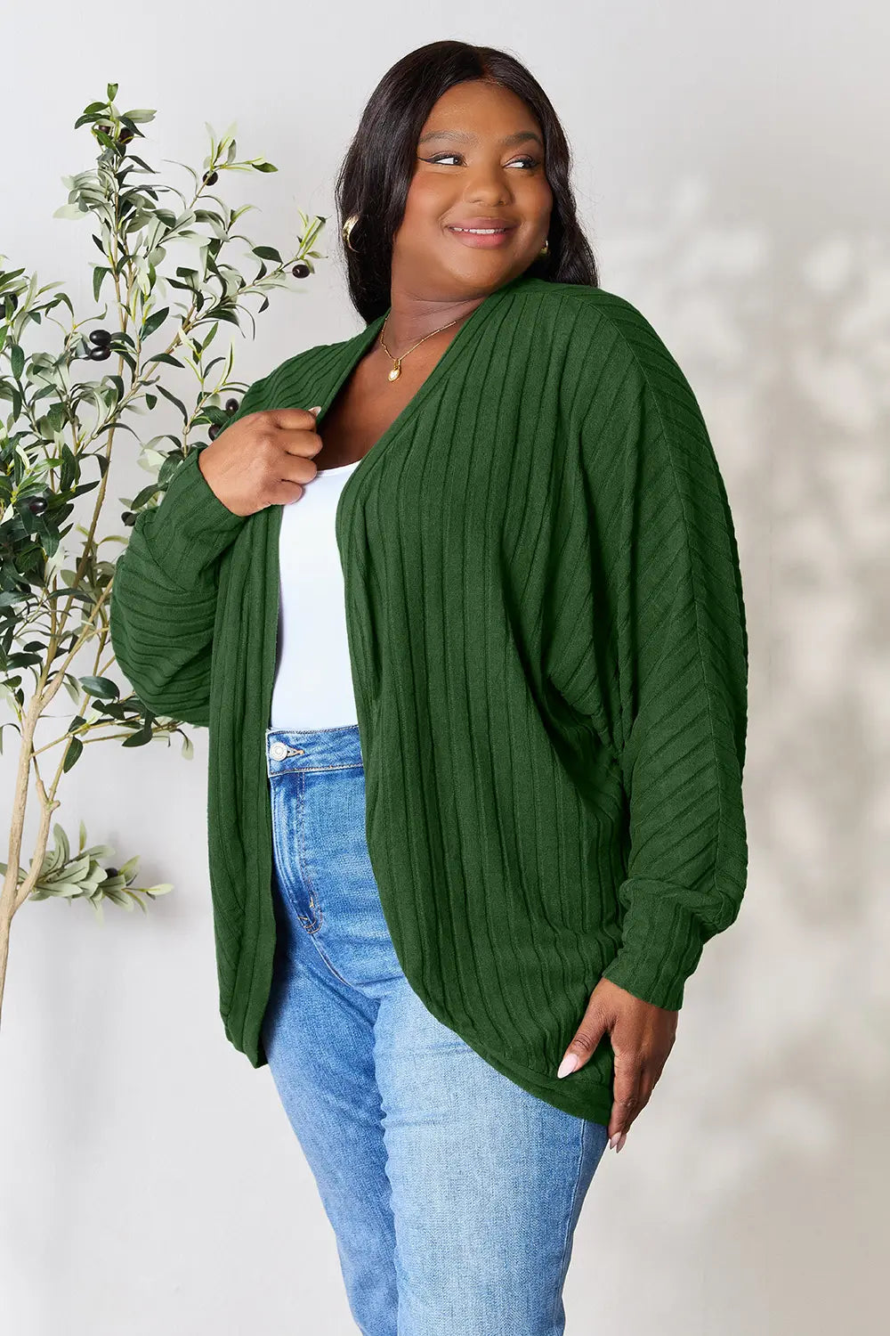 Basic Bae Full Size Ribbed Cocoon Cardigan - LoveNest Treasures