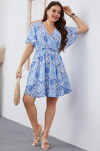 Honey Plus Size Surplice Neck Flutter Sleeve Dress - LoveNest Treasures
