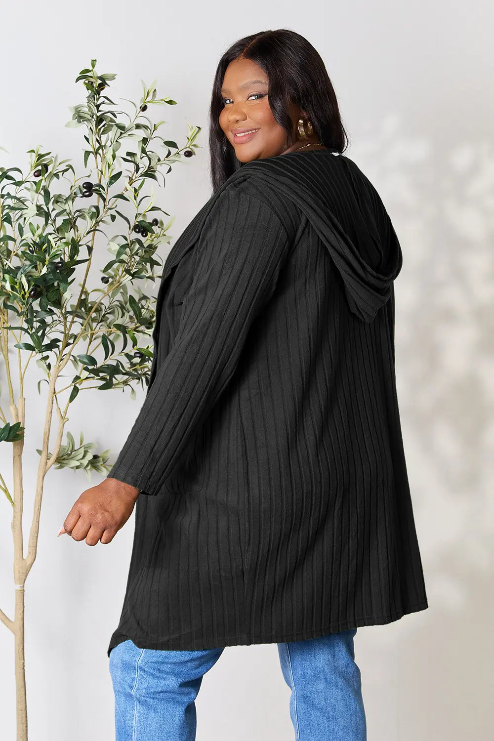 Basic Bae Full Size Hooded Sweater Cardigan - LoveNest Treasures