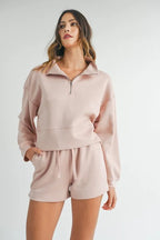 MABLE Half Zip Sweatshirt and Shorts Set - LoveNest Treasures