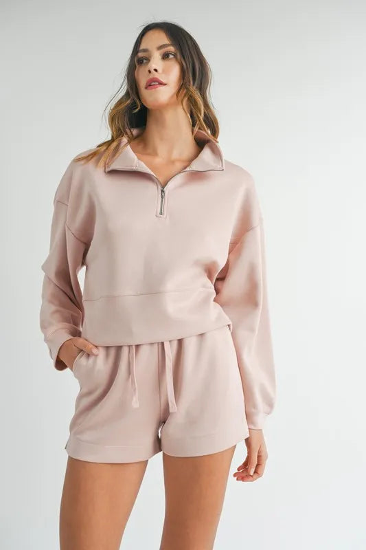 MABLE Half Zip Sweatshirt and Shorts Set - LoveNest Treasures