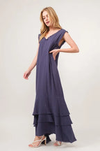 And The Why Washed Cotton Gauze Fringe Detail Tiered Dress - LoveNest Treasures