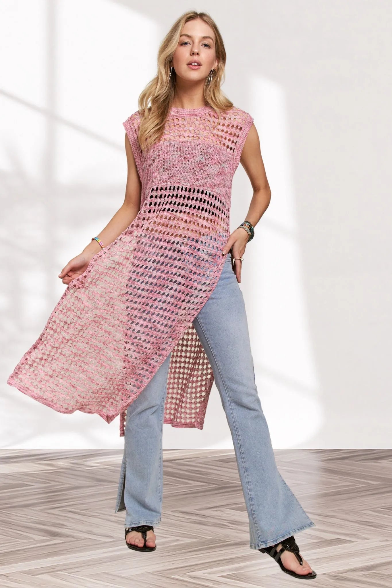 ADORA Multi Color Crochet Tunic Top - LoveNest Treasures