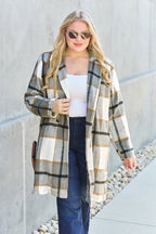 Double Take Full Size Plaid Button Up Lapel Collar Coat - LoveNest Treasures