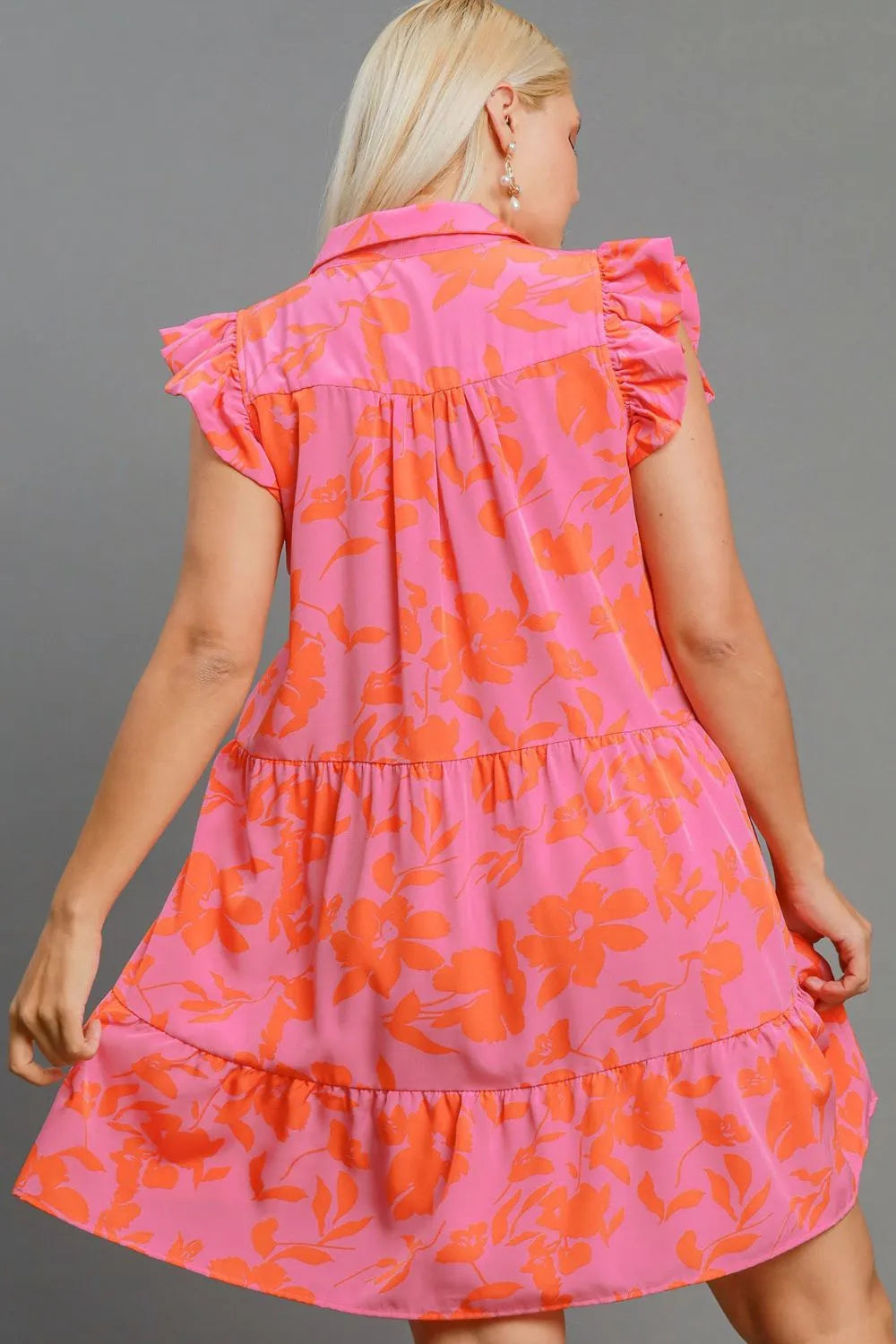 Umgee Full Size Floral Print Ruffle Cap Sleeve Tiered Dress Plus Size - LoveNest Treasures