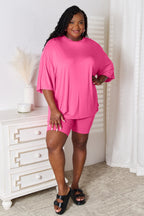 Basic Bae Full Size Soft Rayon Three-Quarter Sleeve Top and Shorts Set - LoveNest Treasures