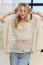 ADORA Boat Neck Crochet Lace Cover Up - LoveNest Treasures