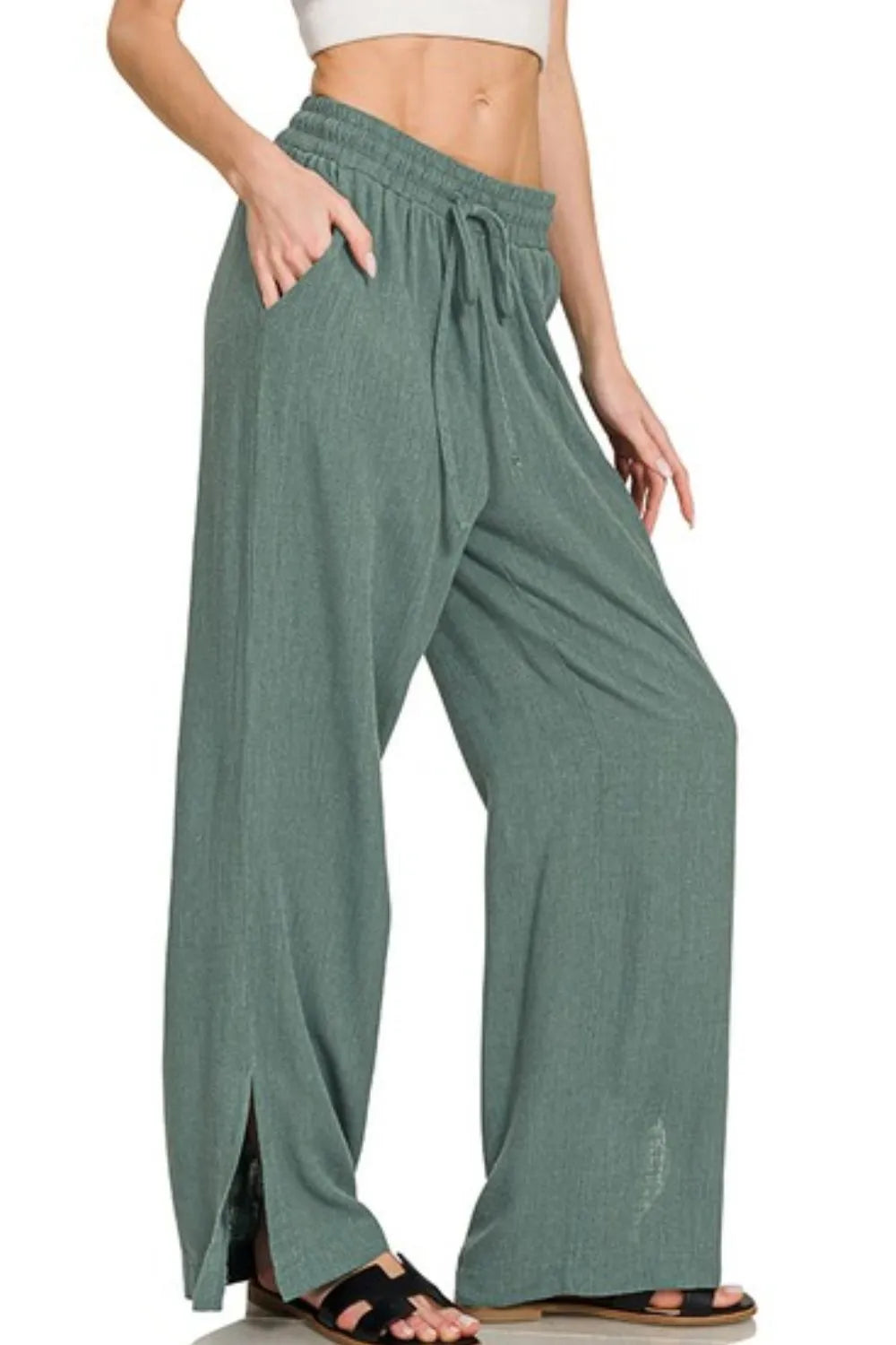 Zenana Linen Drawstring Pants - LoveNest Treasures