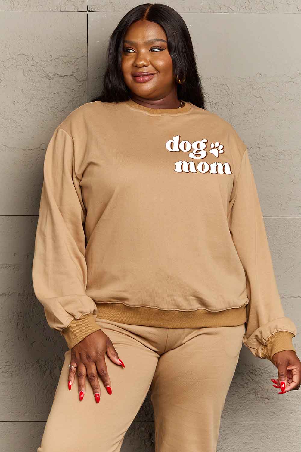 Simply Love Simply Love Full Size Round Neck Dropped Shoulder DOG MOM Graphic Sweatshirt - LoveNest Treasures