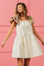 BiBi Flower Embroidered Floral Print Sleeve Dress - LoveNest Treasures
