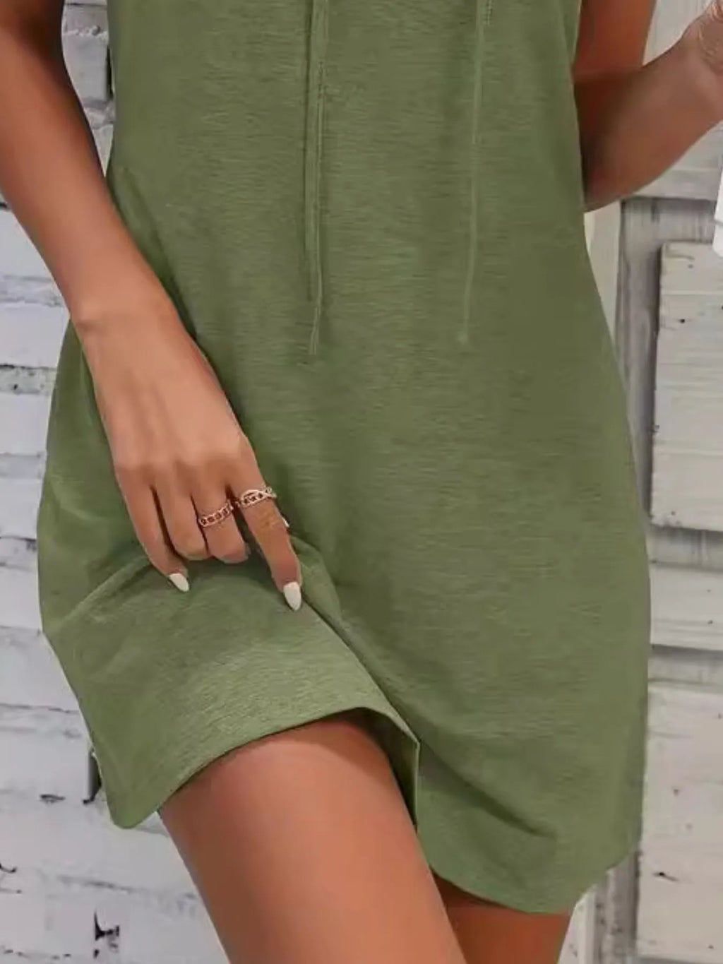 Full Size Drawstring Casual Sleeveless Hooded Mini Dress Plus Size - LoveNest Treasures