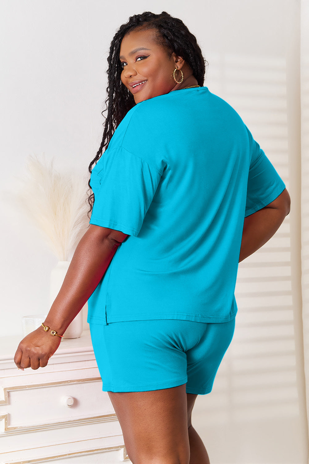 Basic Bae Full Size Soft Rayon Half Sleeve Top and Shorts Set - LoveNest Treasures