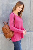 Basic Bae Full Size V-Neck Long Sleeve Top - LoveNest Treasures