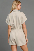 Umgee Full Size Half Sleeve Dolman Sleeved Romper Plus Size - LoveNest Treasures
