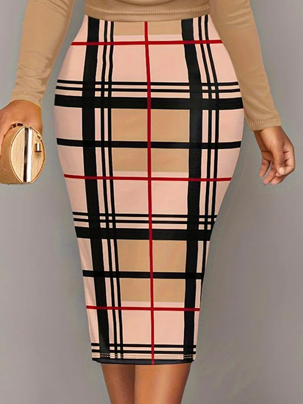 Plus Size Plaid Long Sleeve Mini Dress - LoveNest Treasures