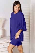 Basic Bae Full Size Soft Rayon Three-Quarter Sleeve Top and Shorts Set - LoveNest Treasures