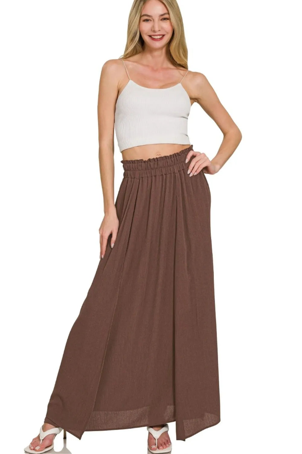Zenana Woven Crinkle Gauze Long Skirts - LoveNest Treasures
