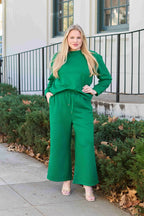 Double Take Full Size Textured Long Sleeve Top and Drawstring Pants Set - LoveNest Treasures