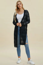 Double Take Full Size Open Front Longline Cardigan - LoveNest Treasures