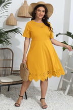 Plus Size Round Neck Openwork Dress - LoveNest Treasures