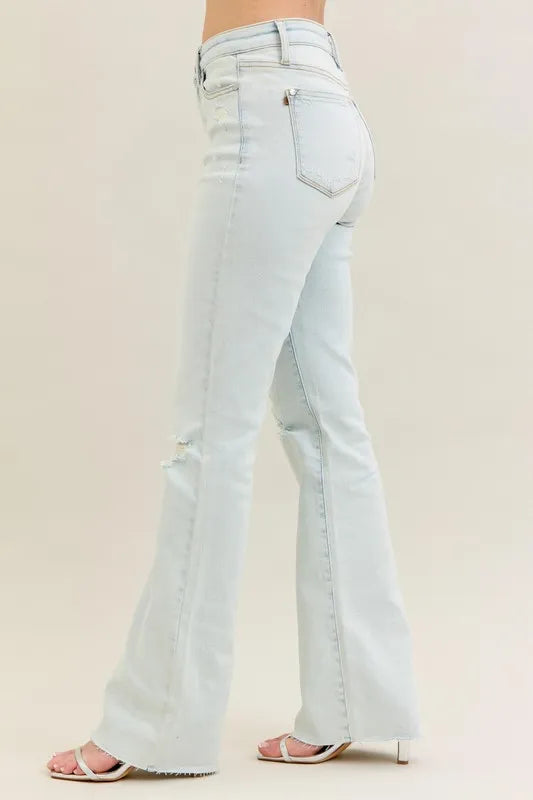 Judy Blue Full Size Destroy & Fray Hem Bootcut Jeans Plus Size - LoveNest Treasures