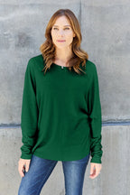 Double Take Full Size Round Neck Long Sleeve T-Shirt - LoveNest Treasures