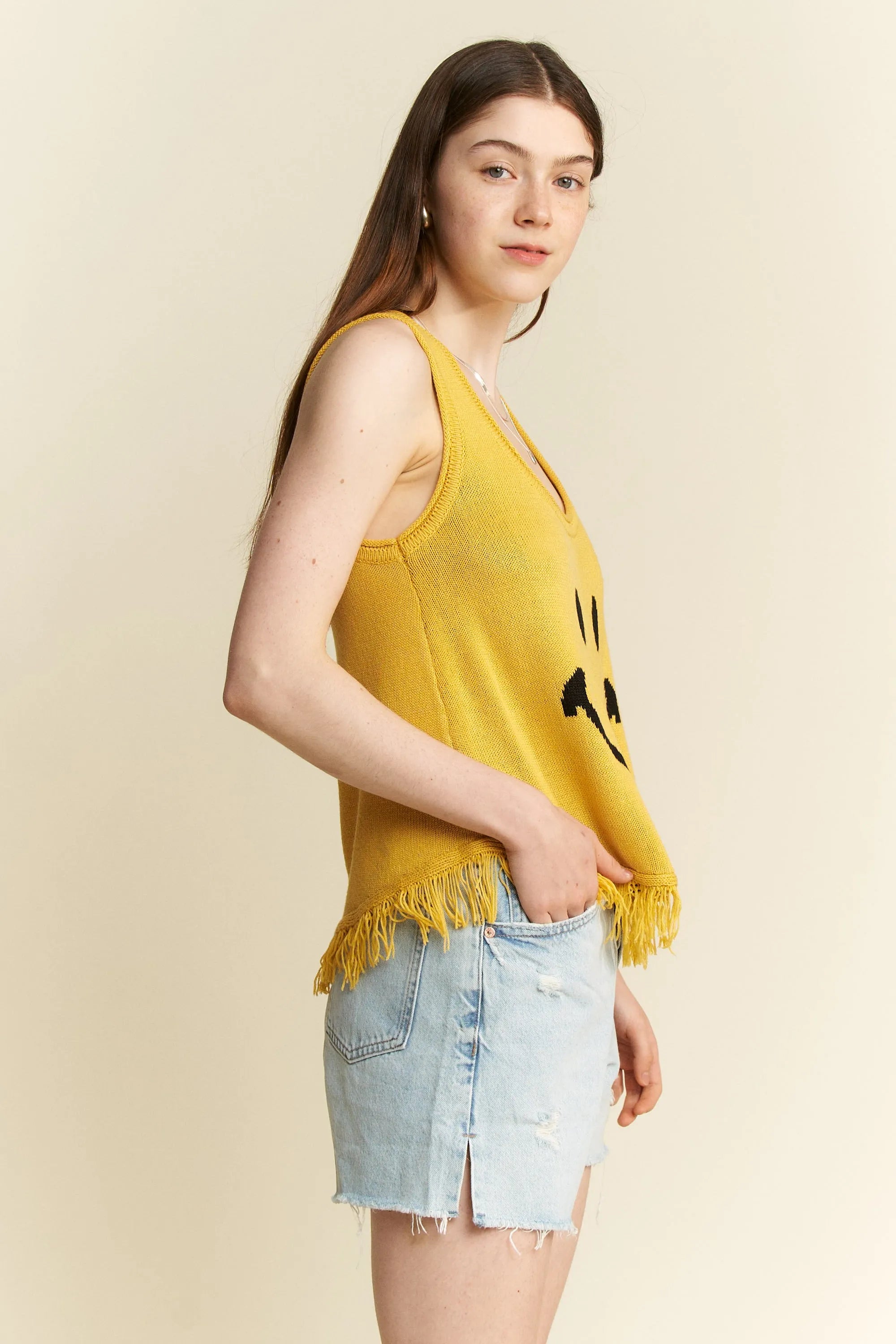 Jade By Jane Full Size Smiley Fringe Tank Top Plus Size - LoveNest Treasures