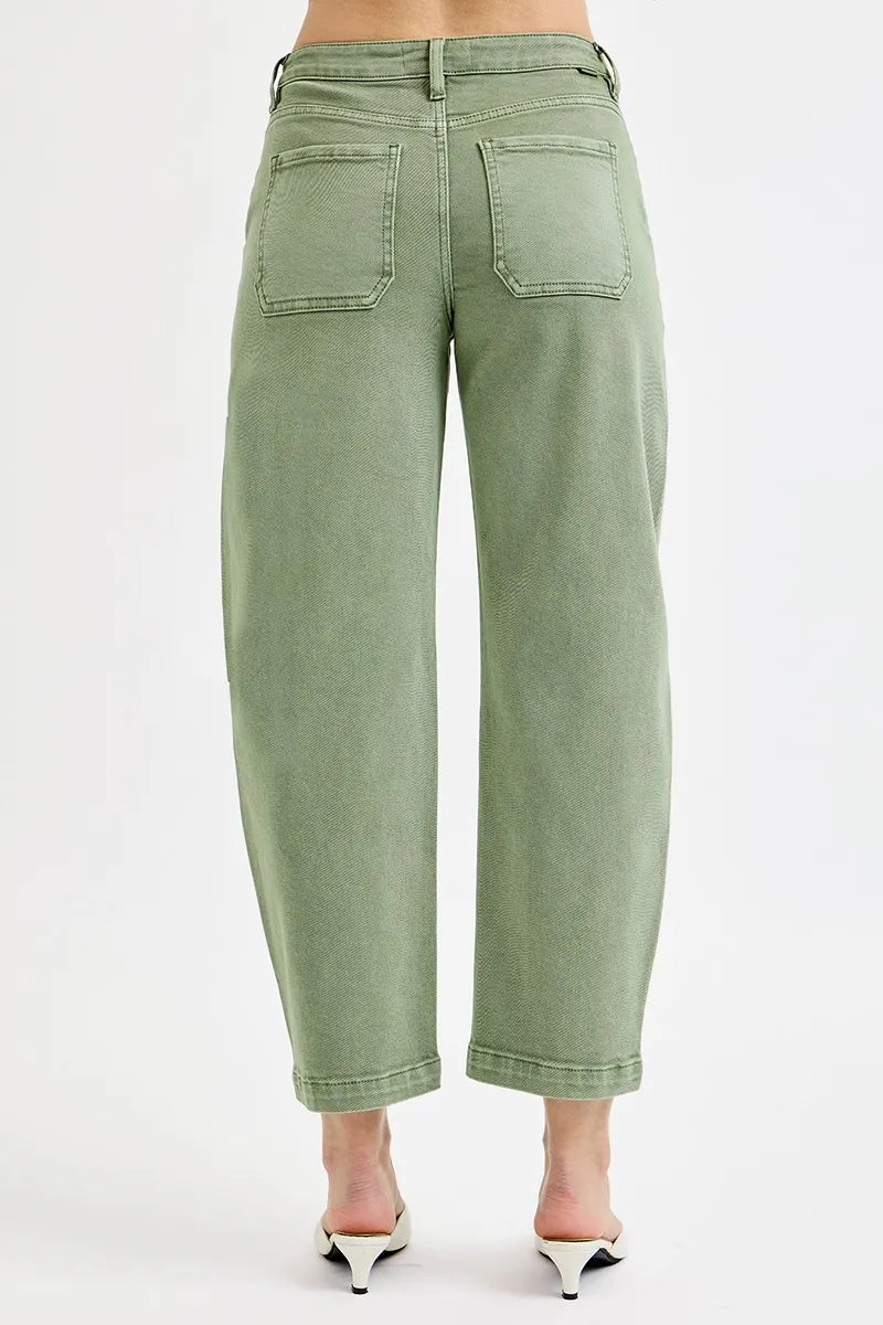 RISEN Full Size Tummy Control High Rise Crop Barrel Jeans Plus Size - LoveNest Treasures
