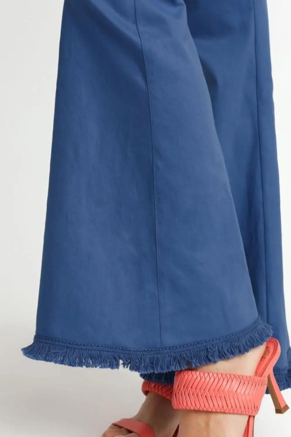 Umgee Full Size Wide Flare Leg Stretch Pants with Frayed Hem Plus Size - LoveNest Treasures
