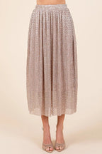 Mittoshop Metallic Glitter Speckle Print Elastic Midi Skirt - LoveNest Treasures
