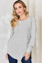Basic Bae Full Size Ribbed Round Neck Slit T-Shirt - LoveNest Treasures