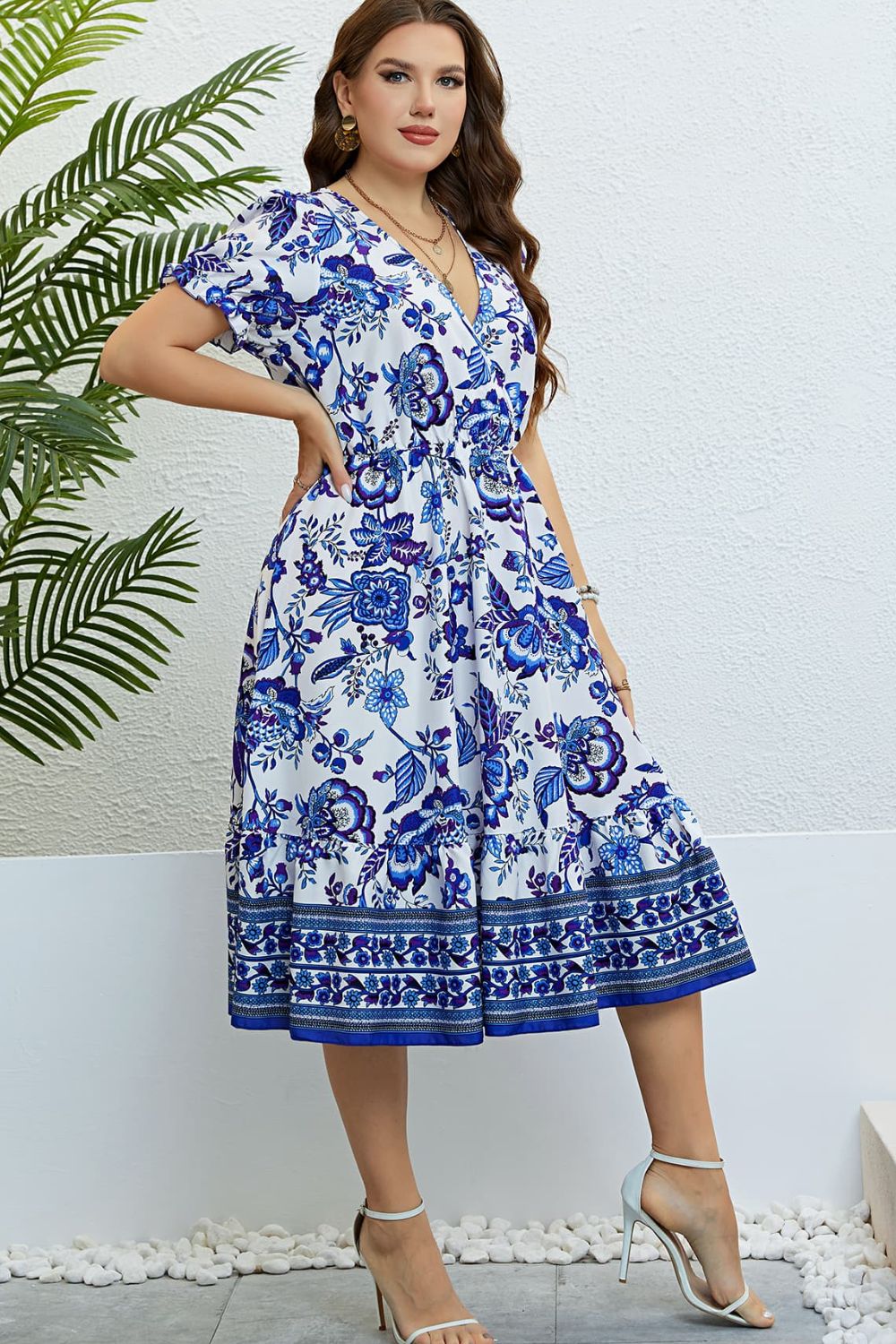 Honey Floral Flounce Sleeve Surplice Dress - LoveNest Treasures