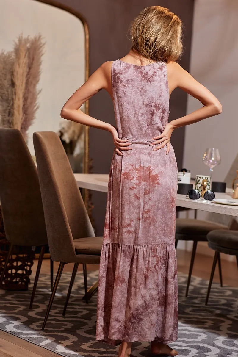 BiBi Tie-Dye Sleeveless V-Neck Dress - LoveNest Treasures