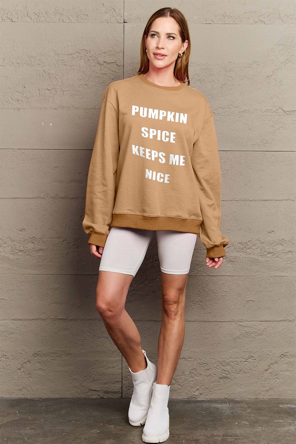 Simply Love Full Size Letter Graphic Sweatshirt - LoveNest Treasures